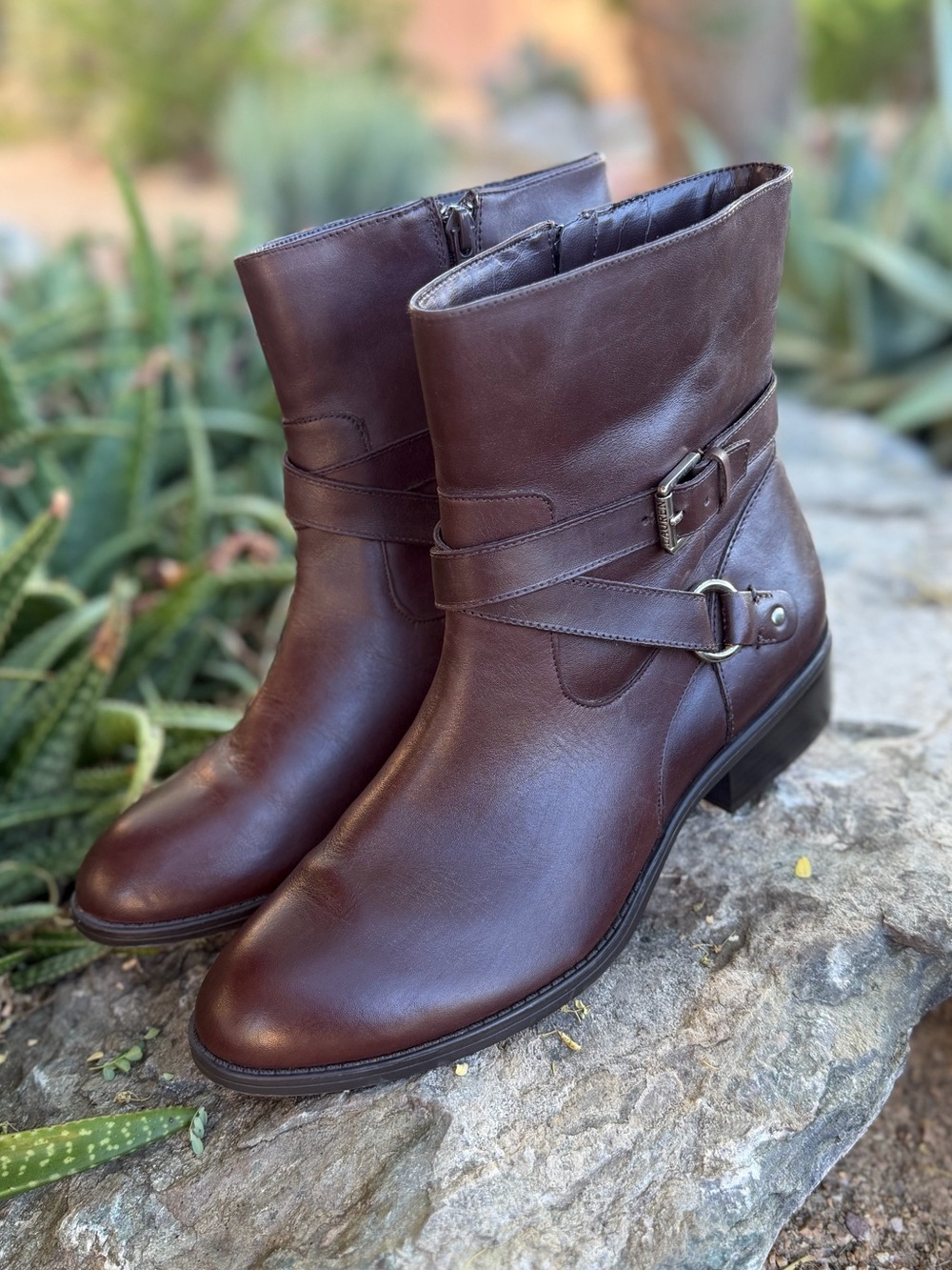 Lauren Ralph Lauren Makalia Leather Strap Ankle Boots